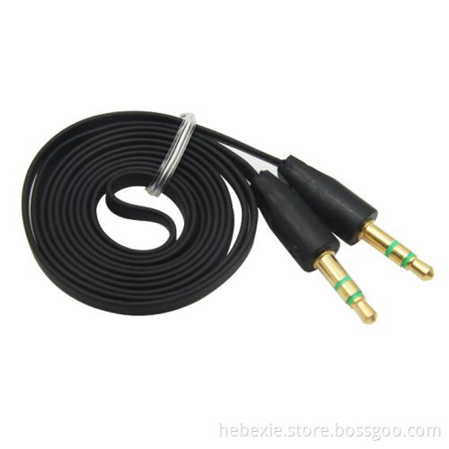 Noodle flat custom lengths green orange black audio cable
